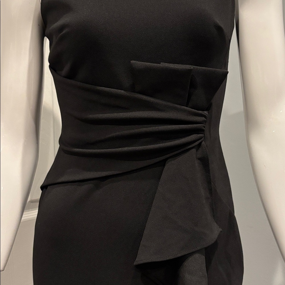 Betsy & Adam Black Sleeveless Ruffle-Front Maxi Dress - Picture 4 of 11